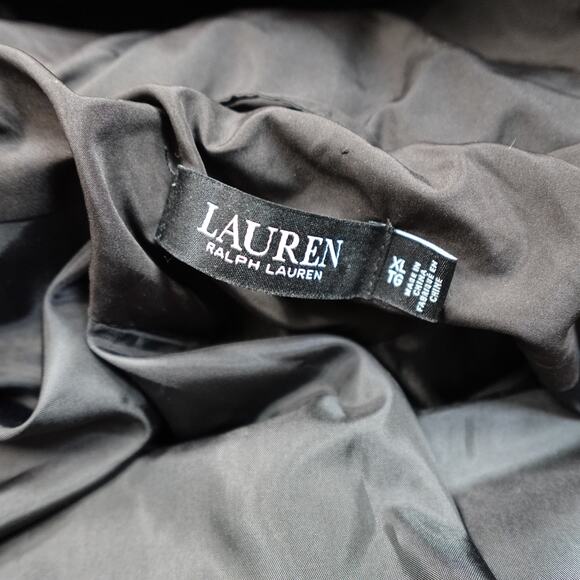 Ralph Lauren Coat Womens Extra Large Black Goose Down Puffer Hooded Parka Long - Picture 4 of 12